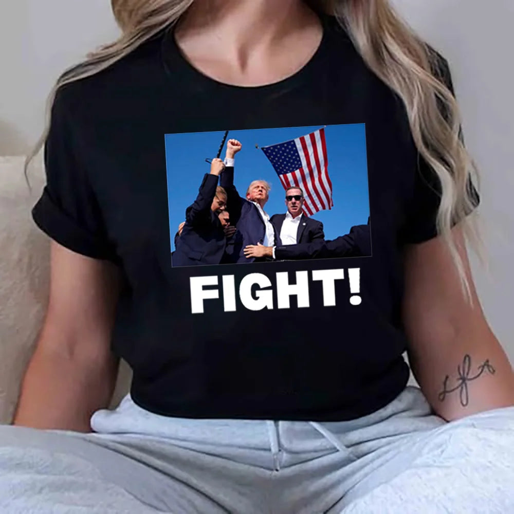 Donald Trump Fighting T-shirt for Men Women Summer Short Sleeve Tops